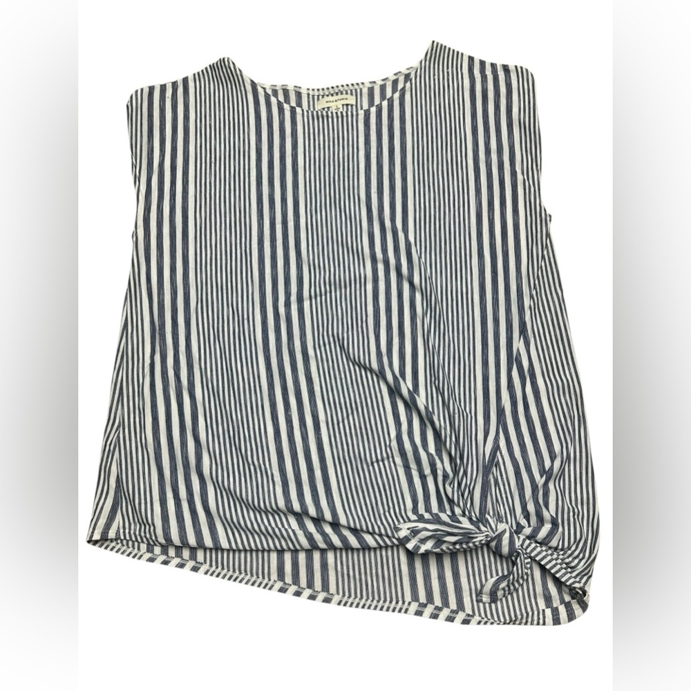 Striped Sleeveless Top - Grey/black and White
